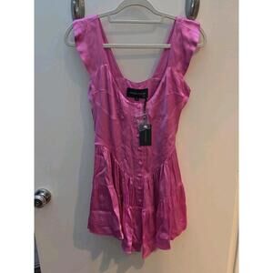 NWT Vanessa Mooney Anthropologie Elisabeth Fuschia Hot Pink Romper Dress Small S